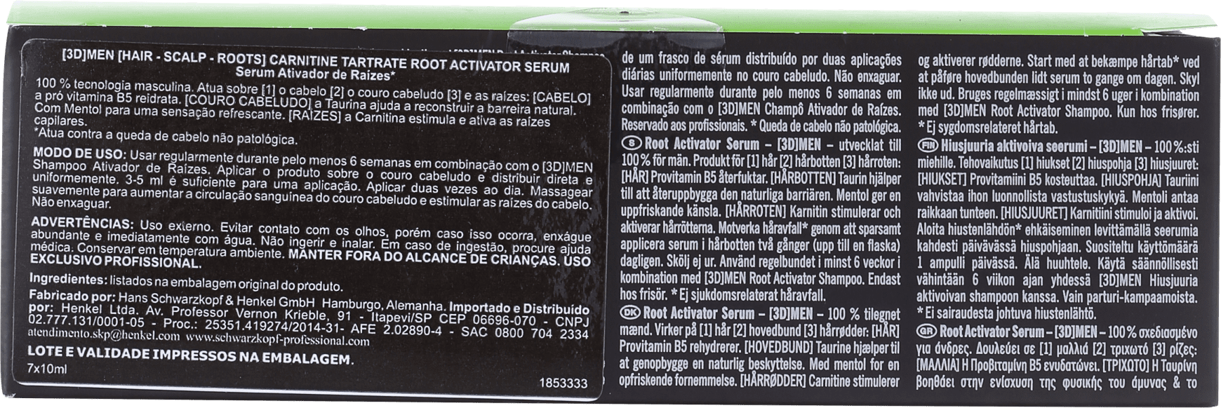 Schwarzkopf Professional 3D Men Root Activator Serum - Ampola de Tratamento 7x10ml