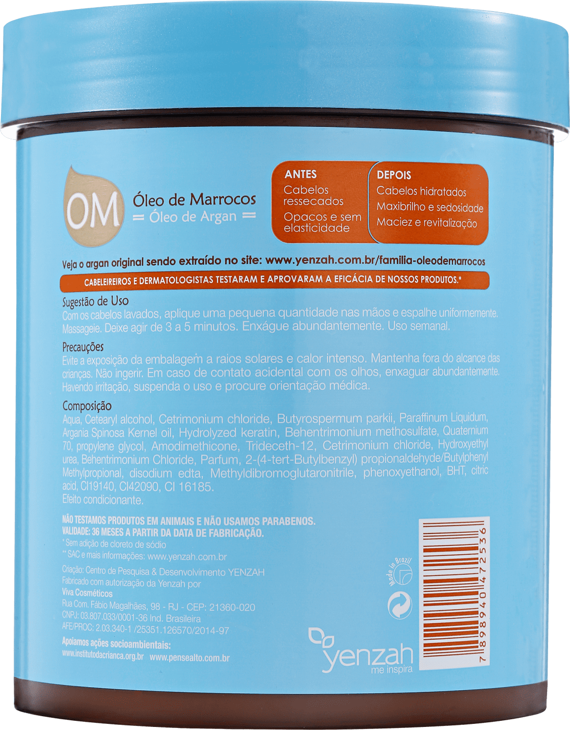 Yenzah OM Óleo de Marrocos Intensiva - Máscara de Hidratação 1000g