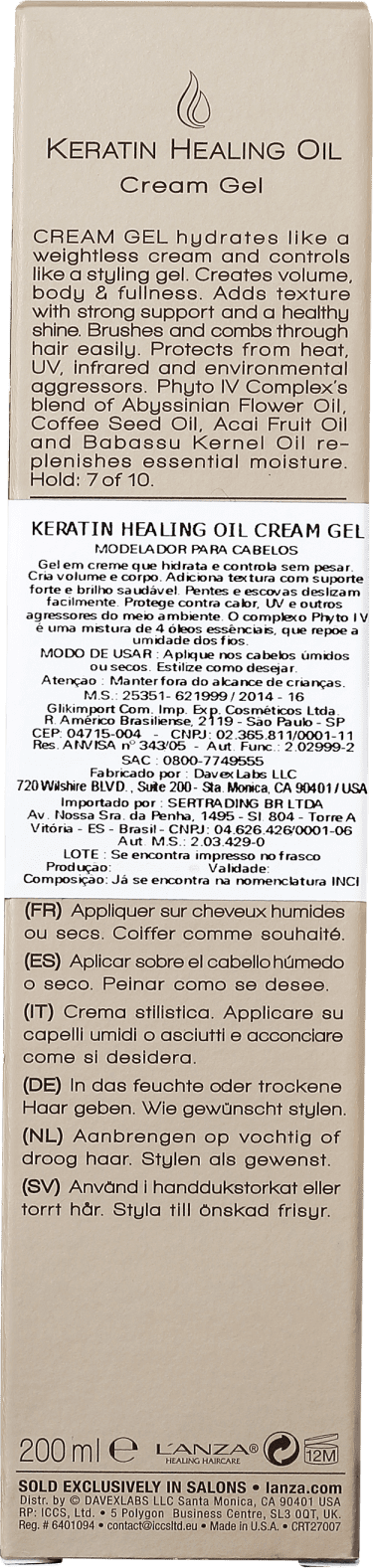 L'Anza Keratin Healing Oil Cream Gel - Creme Texturizador 200ml