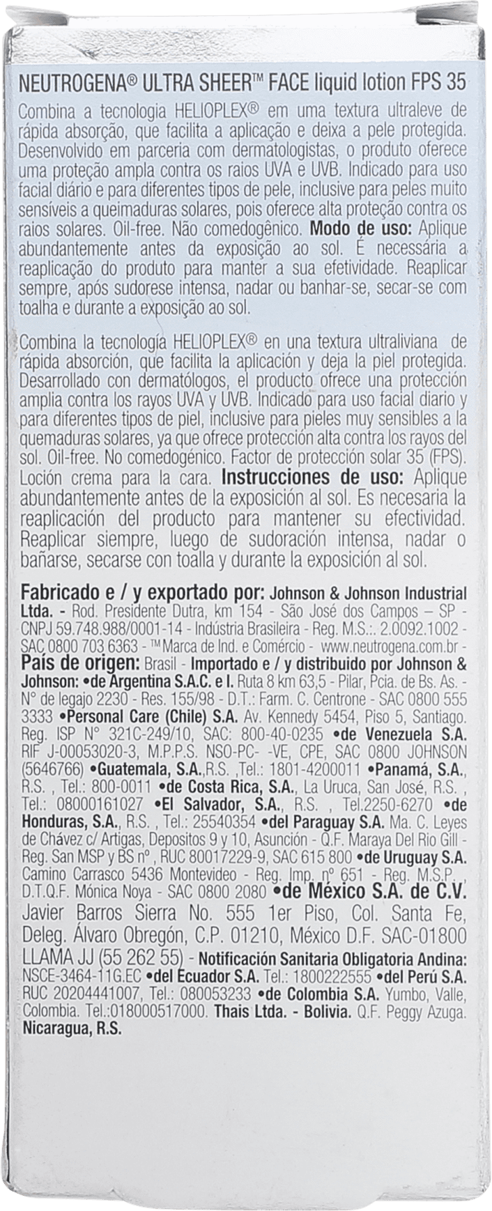 Neutrogena Ultra Sheer Liquid Lotion - Protetor Solar Facial FPS 35 45ml