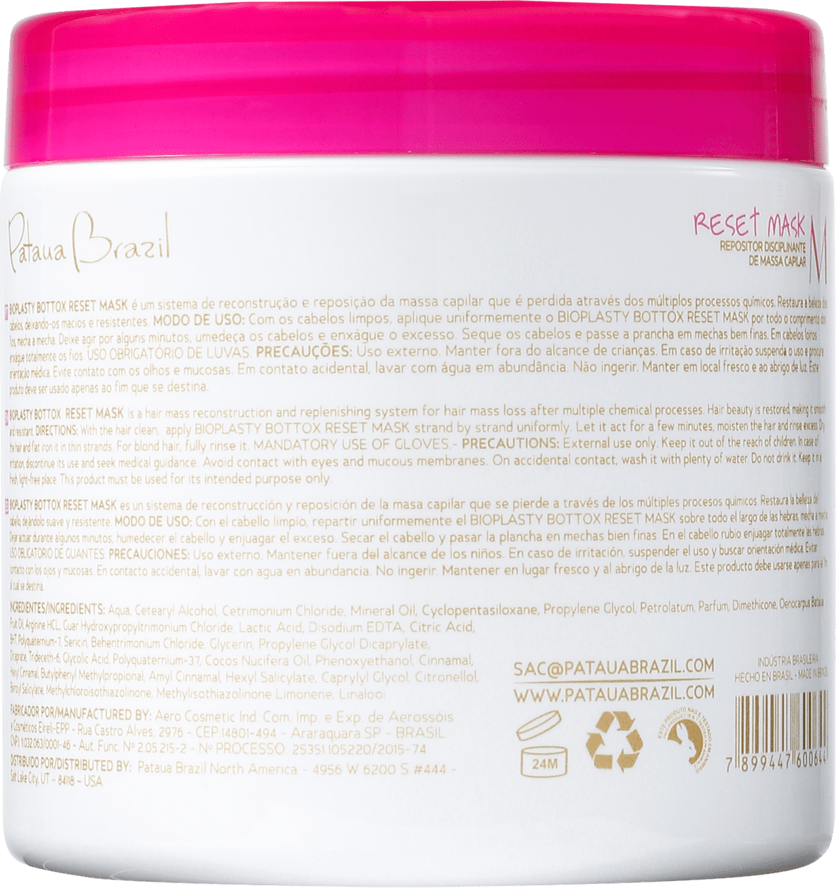 Pataua Brazil Bioplasty Bottox Reset - Máscara Capilar 500ml