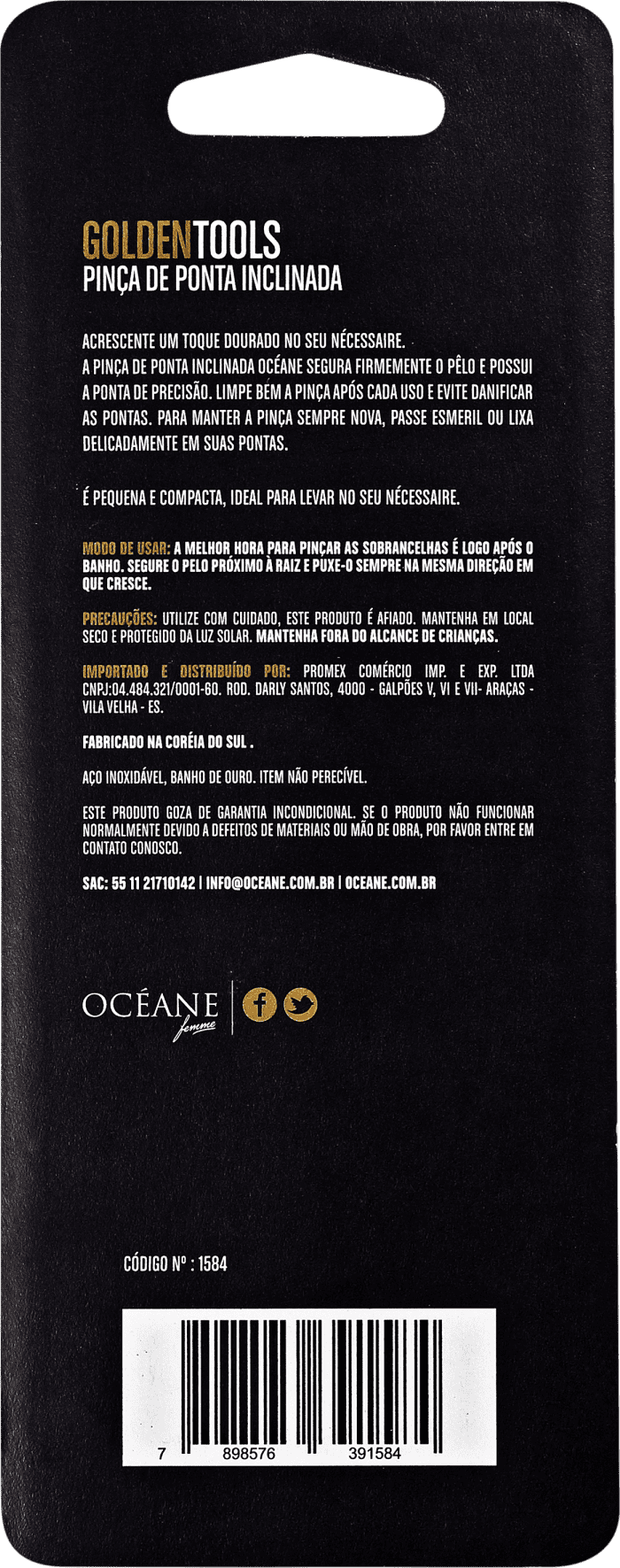 Océane Golden Tools - Pinça de Ponta Inclinada
