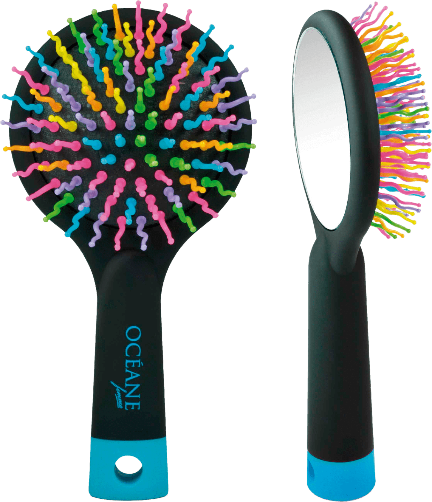 Océane Rainbow Brush Preta - Mini Escova de Cabelo