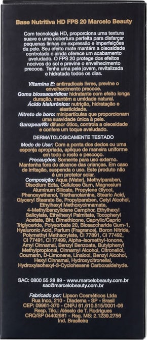 Marcelo Beauty Nutritiva HD FPS 20 Bege Natural - Base Líquida 30ml