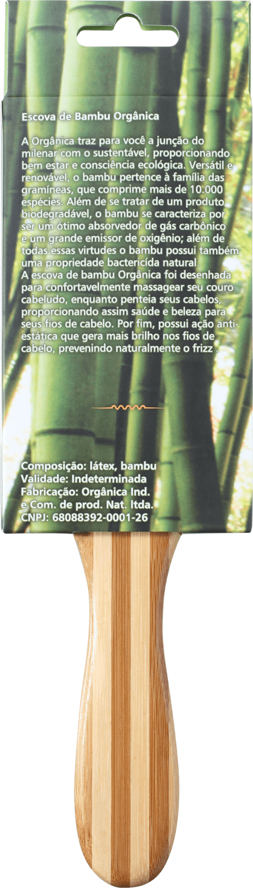 Orgânica Bambu Quadrada - Escova de Madeira