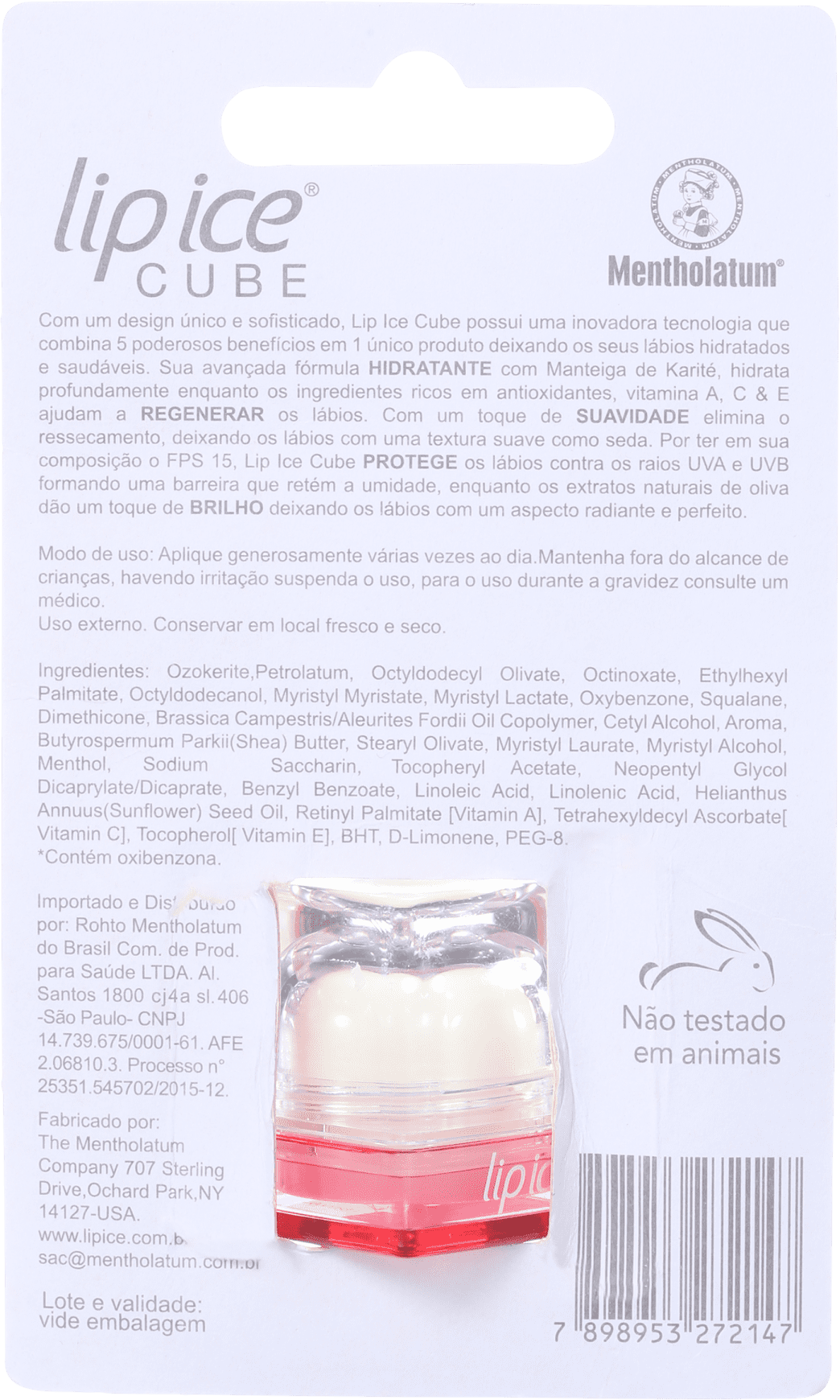 Lip Ice Cube Morango FPS 15 - Protetor Labial 6,5g