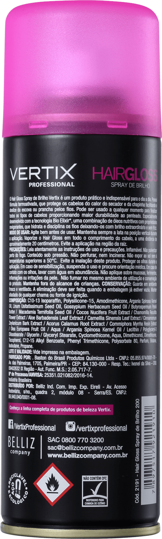 Vertix Hairgloss - Spray de Brilho 200ml