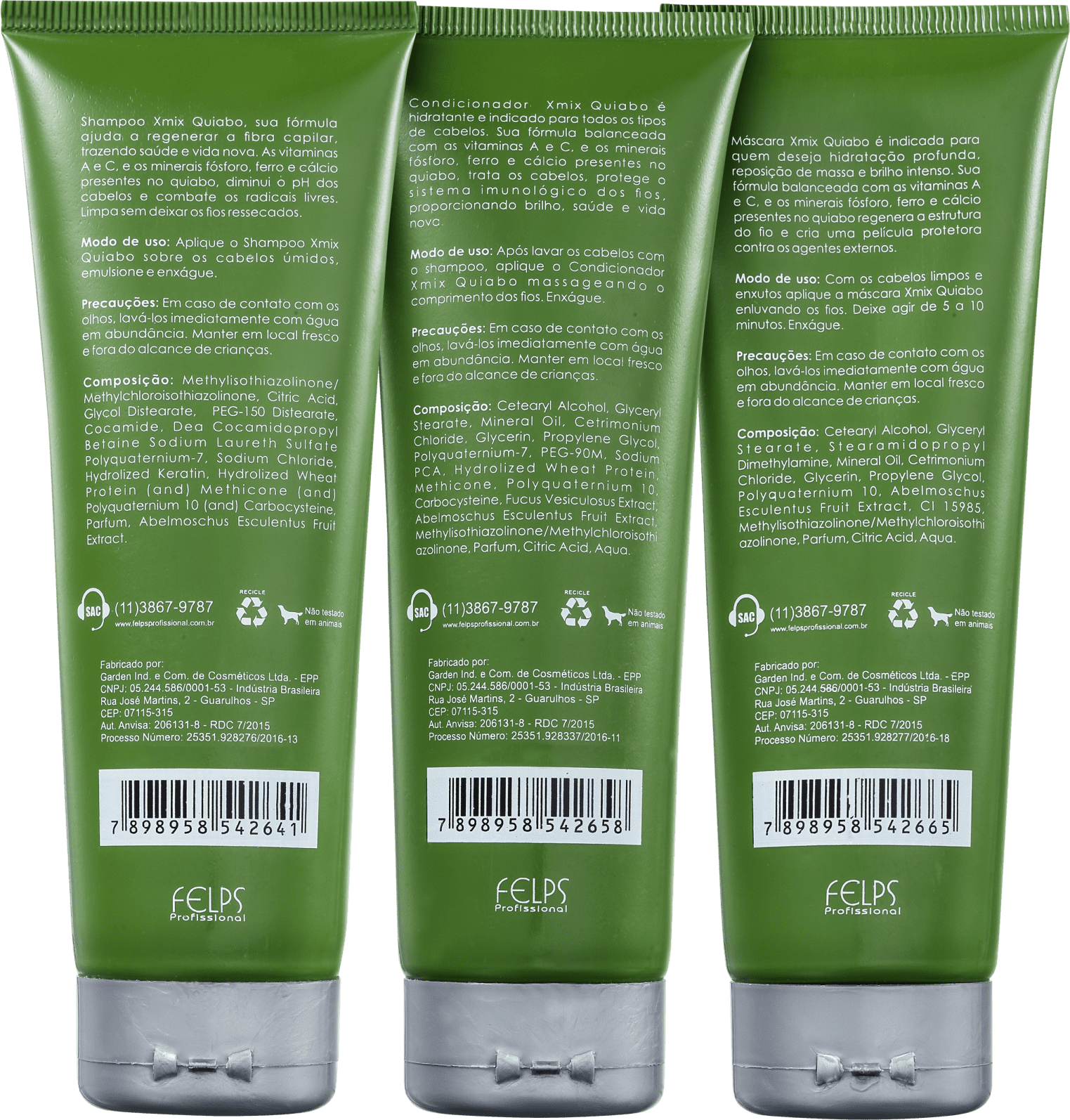Kit Felps Profissional Xmix Quiabo Cuidado Diário Completo (3 Produtos)
