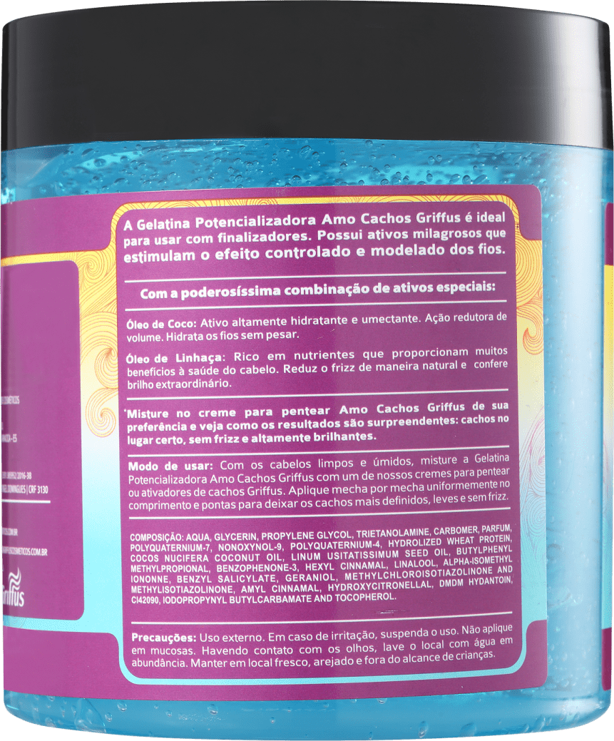 Griffus Amo Cachos Gelatina Potencializadora - Ativador de Cachos 550g