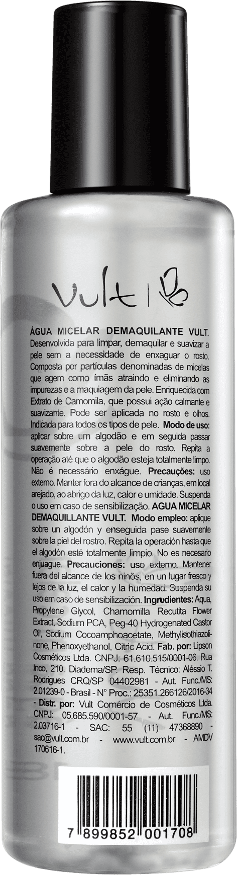 Vult Água Micelar - Demaquilante 180ml