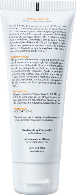 Ada Tina Biosole BB Cream 30 Vaniglia - Protetor Solar com Cor 40ml