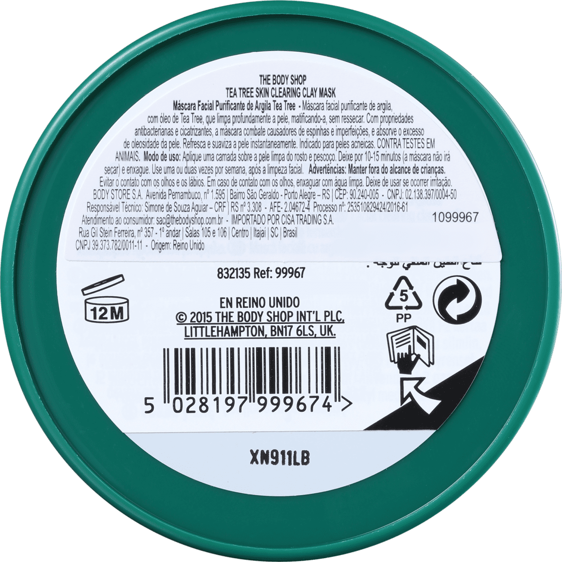 The Body Shop Tea Tree Skin Clearing Clay - Máscara Facial 100ml