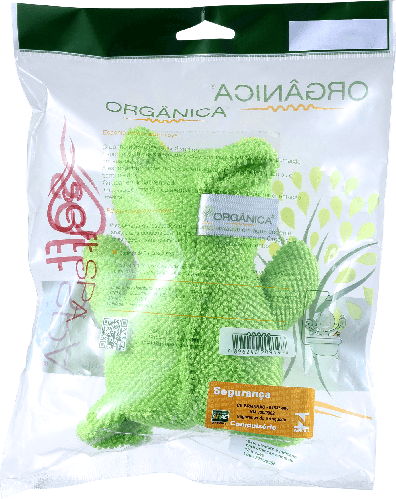 Orgânica Bath Toy Sapinho Verde - Esponja de Banho