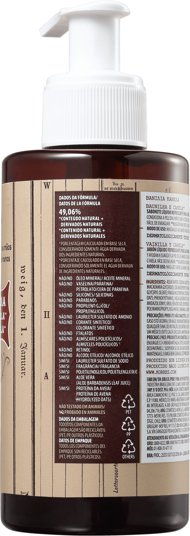 Korres Baunilha e Canela - Sabonete Líquido para as Mãos 200ml