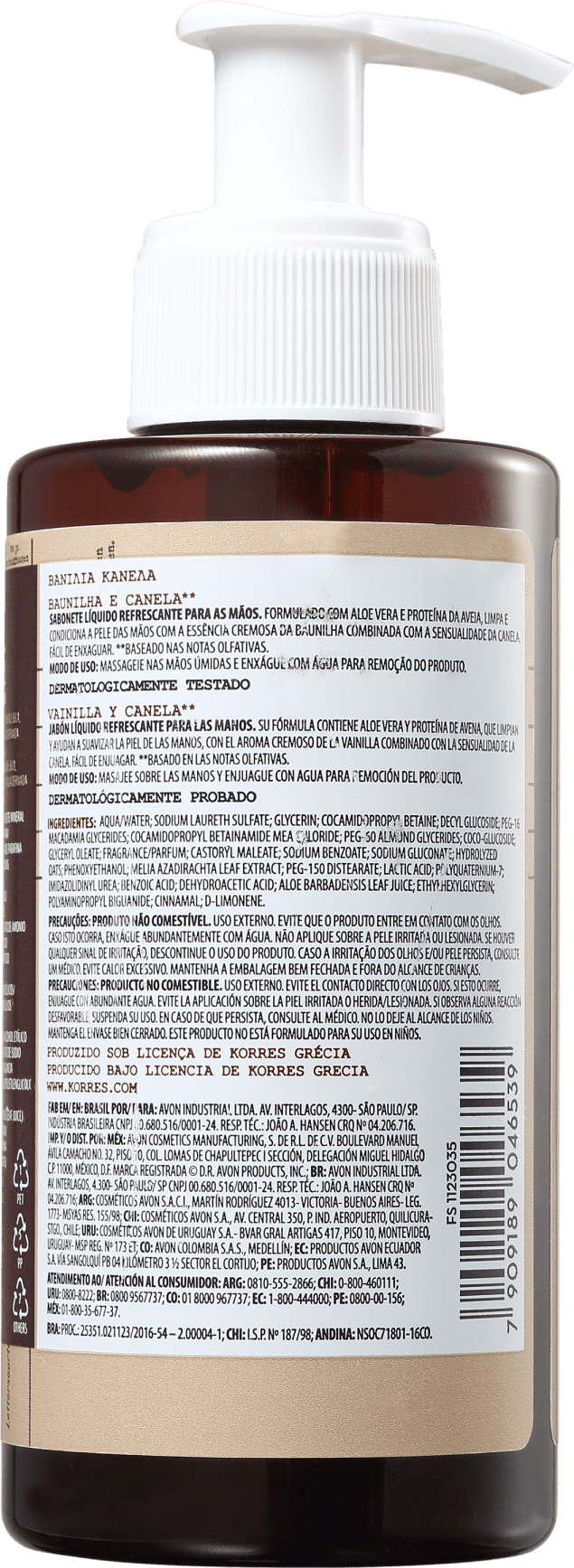 Korres Baunilha e Canela - Sabonete Líquido para as Mãos 200ml
