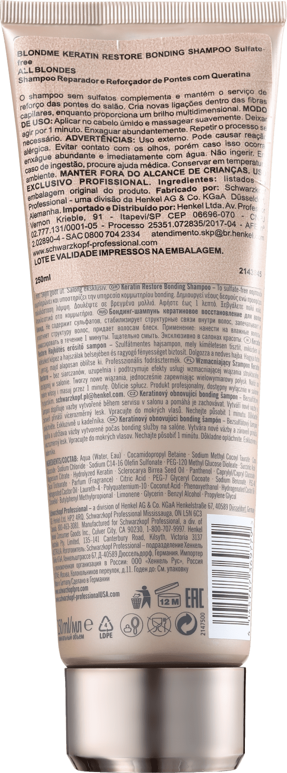 Schwarzkopf Professional BlondMe - Shampoo sem Sulfato 250ml