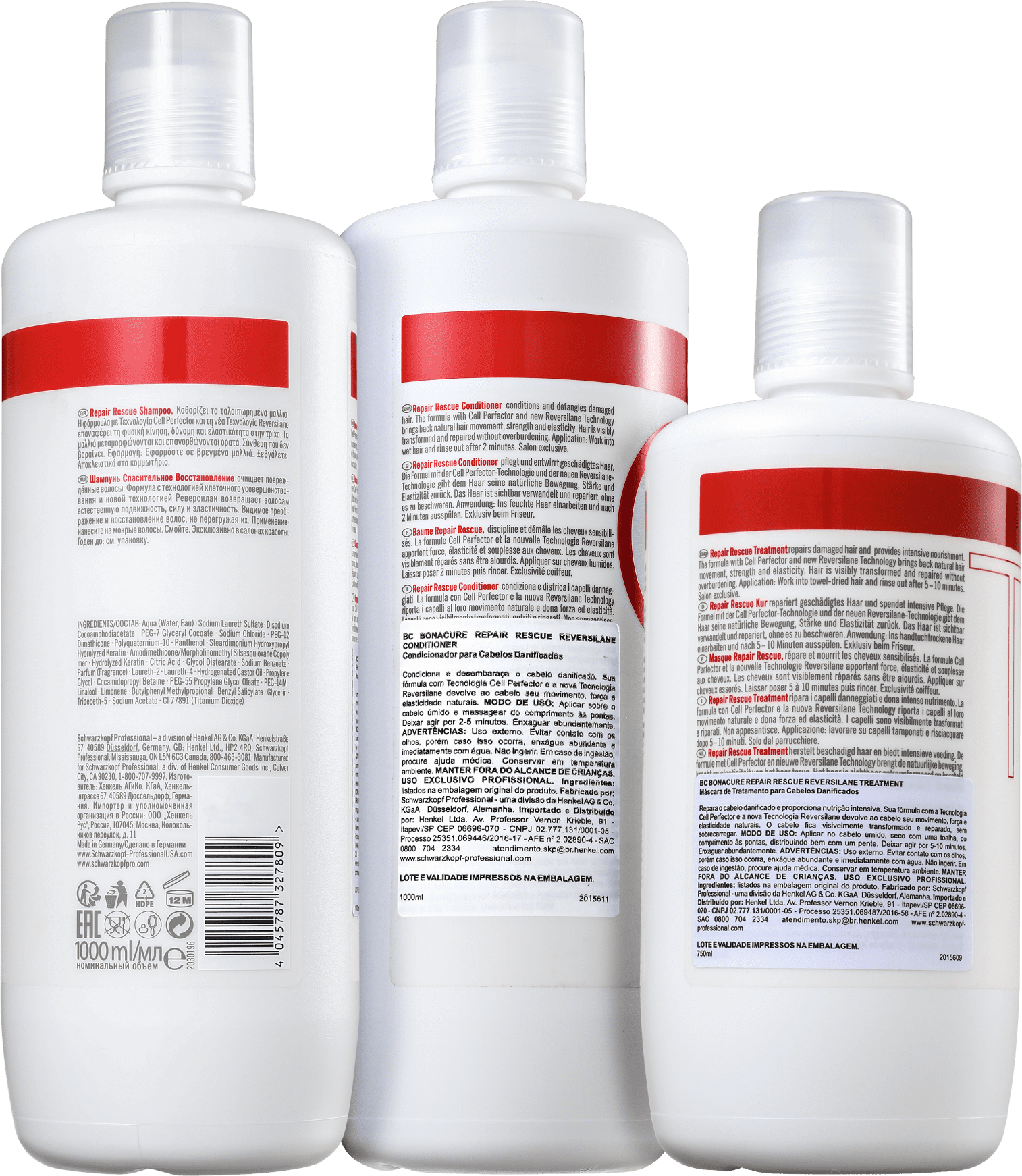 Kit Schwarzkopf Professional BC Bonacure Repair Rescue Reversilane Tratamento Profissional (3 Produtos)