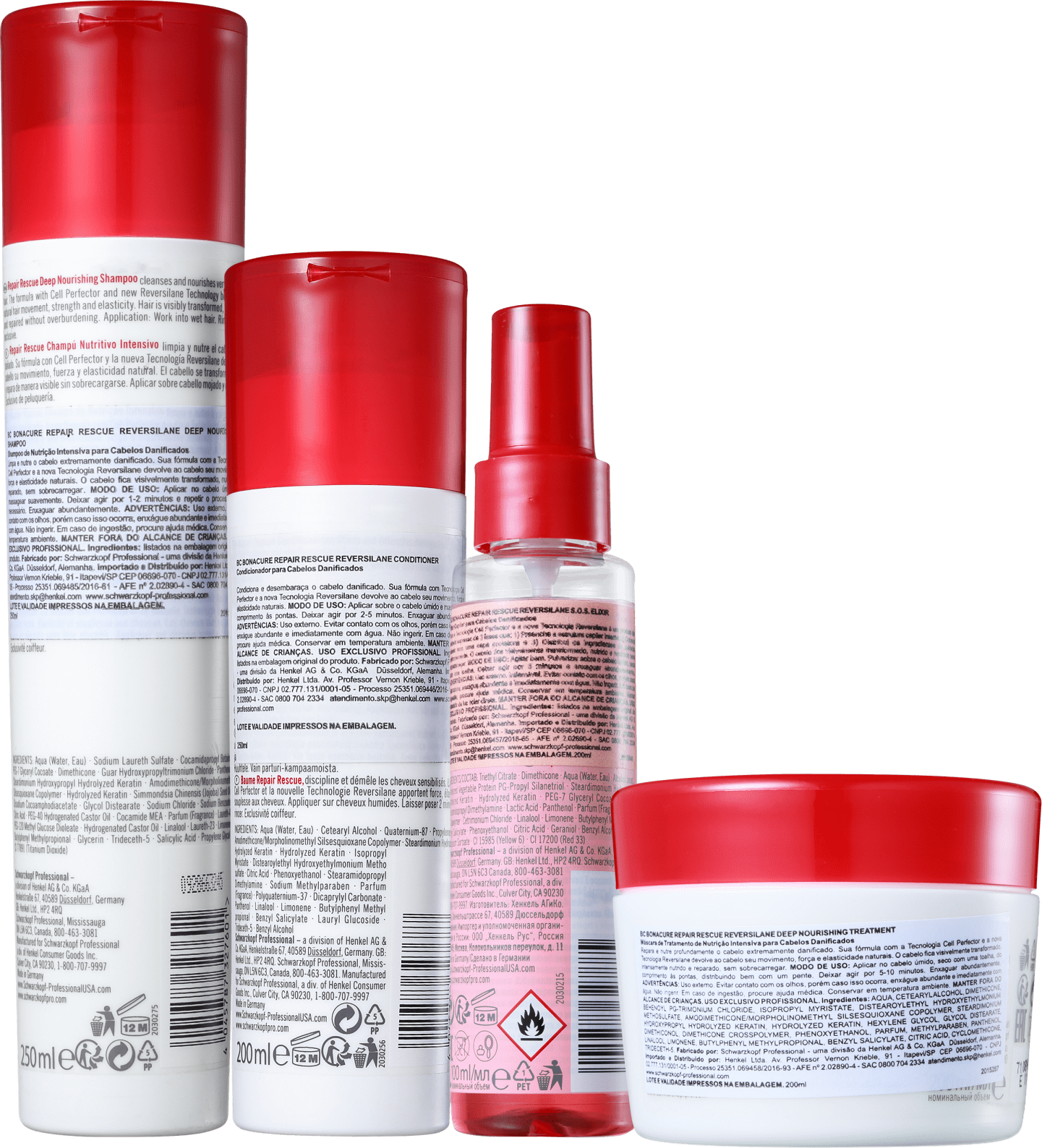 Kit Schwarzkopf Professional BC Bonacure Repair Rescue Reversilane Tratamento Completo (4 Produtos)