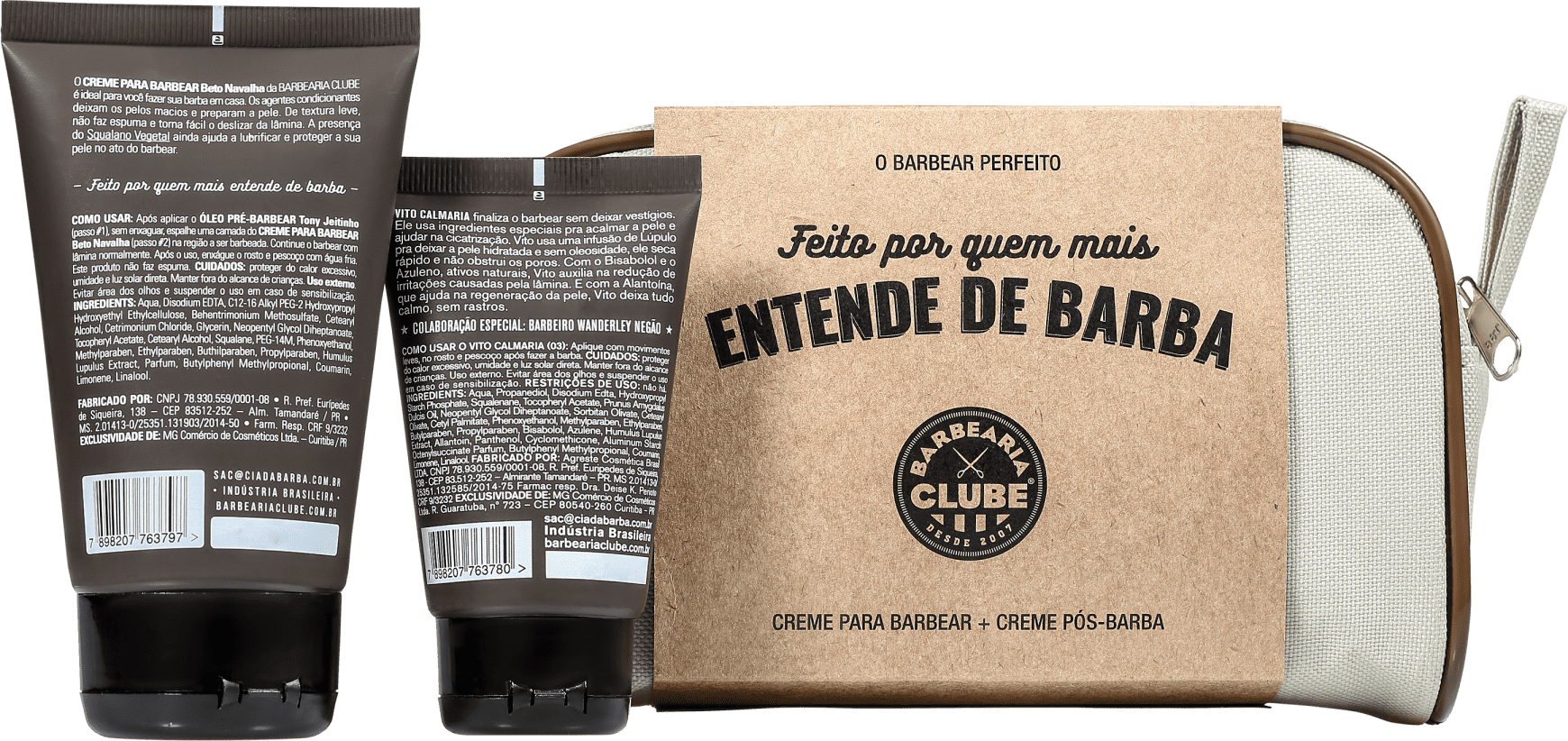 Kit Barbearia Clube O Barbear Perfeito (2 Produtos + Nécessaire)