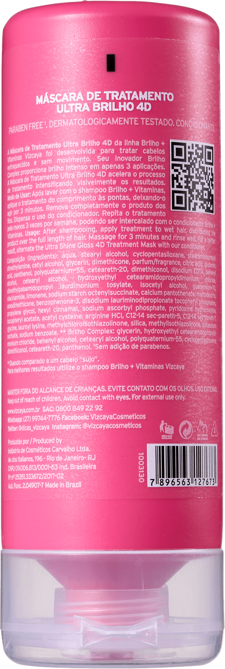 Vizcaya Brilho e Vitaminas Ultra Brilho 4D - Tratamento Capilar 150ml