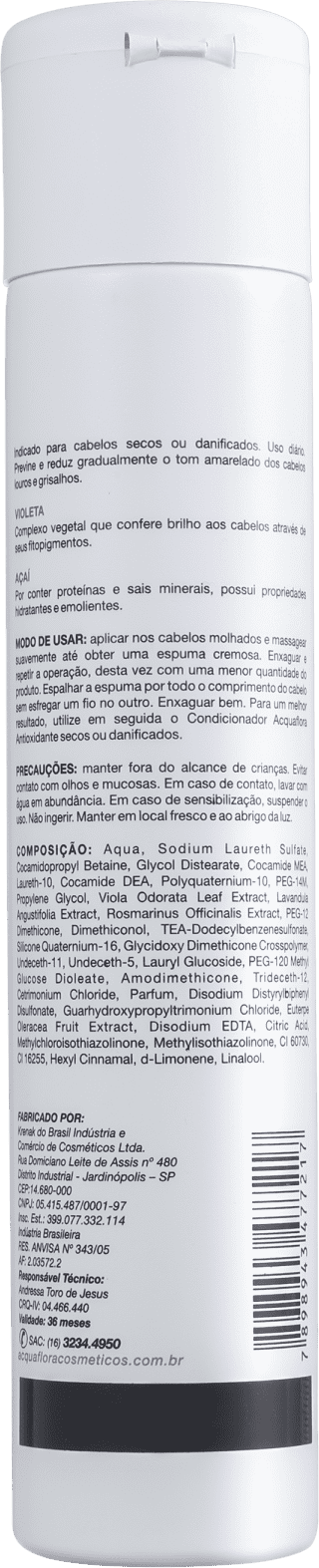 Acquaflora Antioxidante Secos ou Danificados - Shampoo Desamarelador 300ml