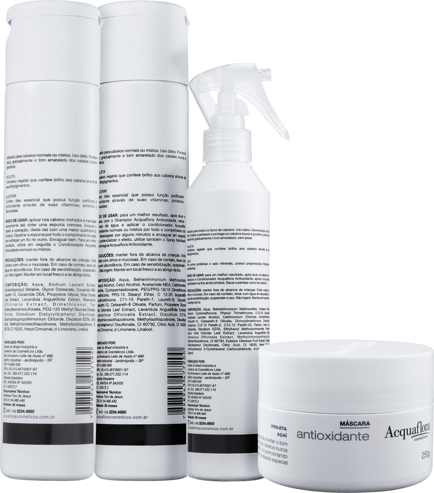 Kit Acquaflora Antioxidante Normais ou Mistos Completo (4 Produtos)