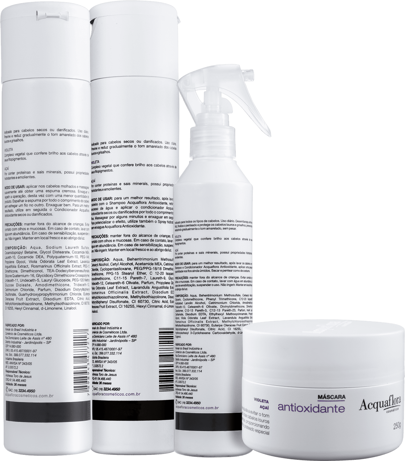 Kit Acquaflora Antioxidante Secos ou Danificados Completo (4 Produtos)
