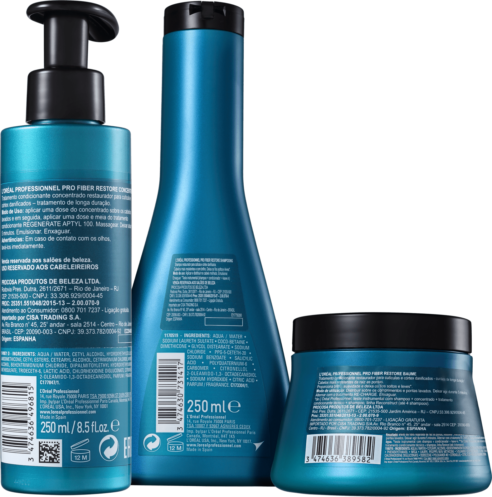 Kit L'Oréal Professionnel Pro Fiber Power Restore (3 Produtos)