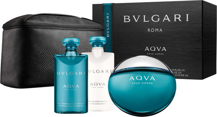 Conjunto Aqva Pour Homme Bvlgari Masculino - Eau de Toilette 100ml + Gel de Banho 75ml + Pós-Barba 75ml + Nécessaire