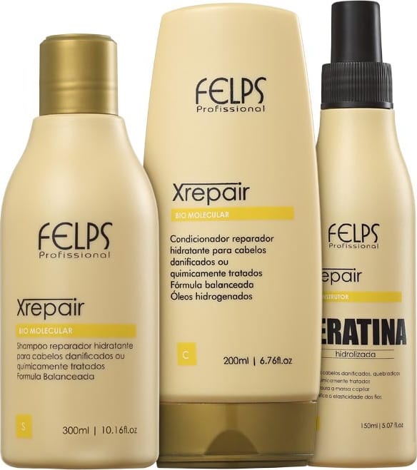 Kit Felps Profissional XRepair Bio Molecular Reconstrutor Trio (3 Produtos)