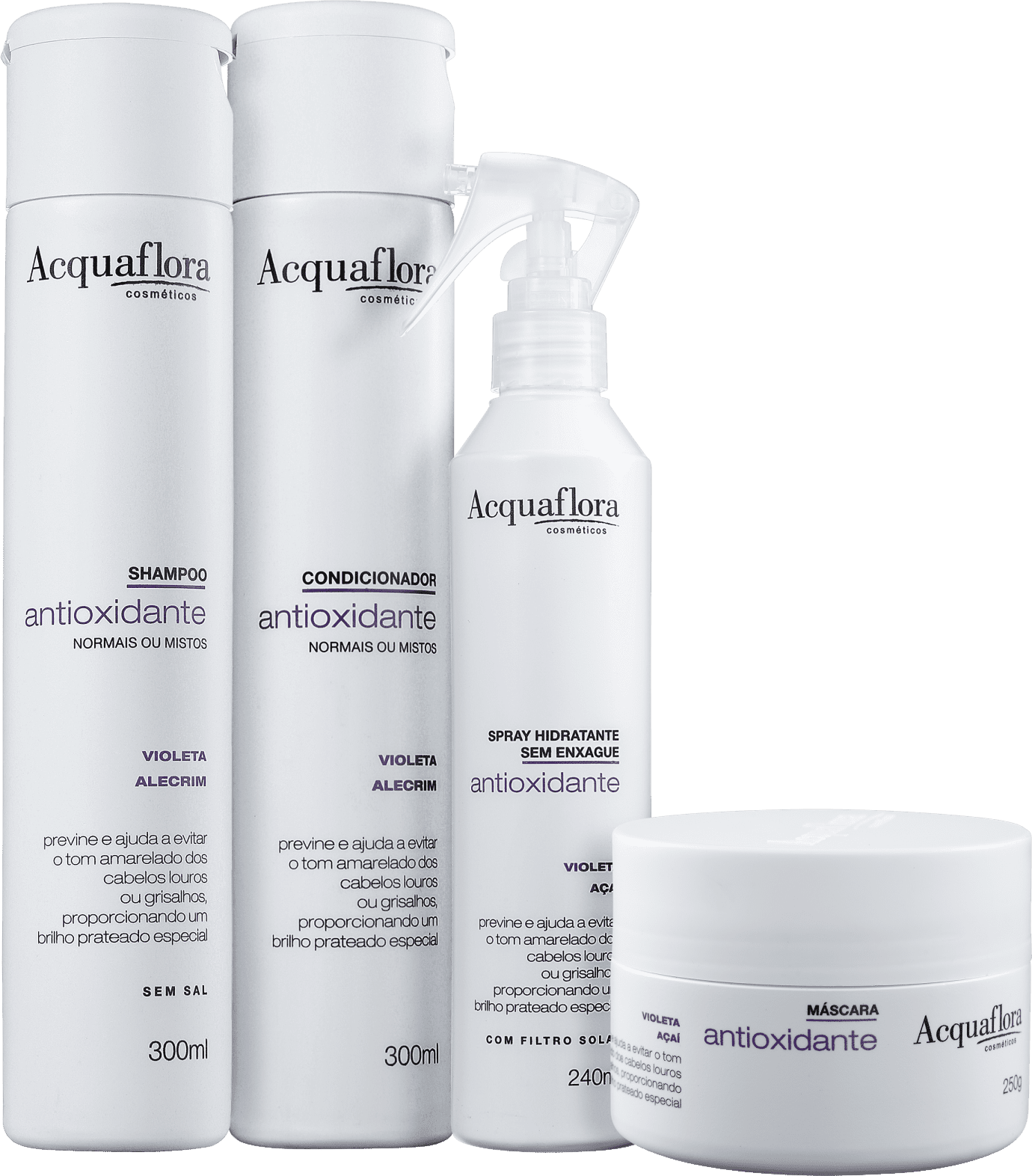 Kit Acquaflora Antioxidante Normais ou Mistos Completo (4 Produtos)