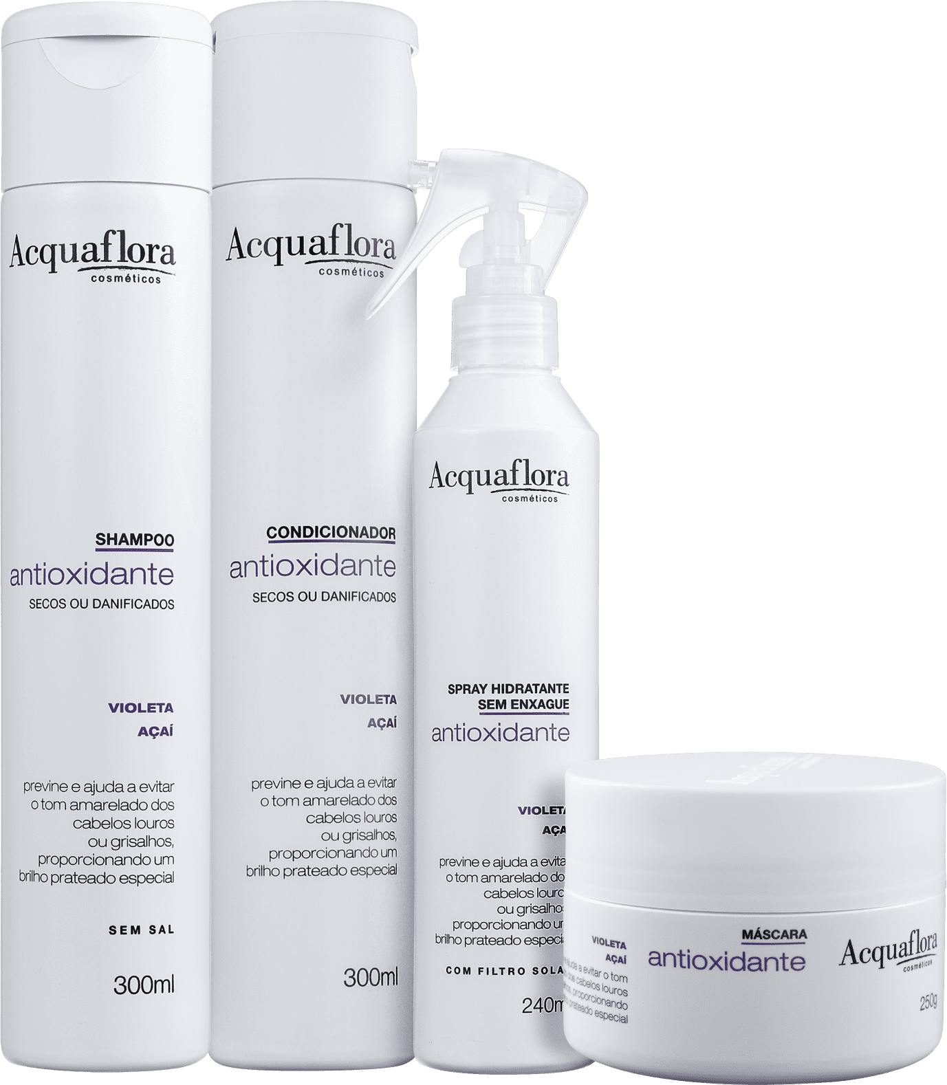 Kit Acquaflora Antioxidante Secos ou Danificados Completo (4 Produtos)