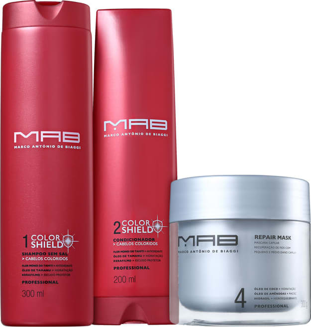 Kit MAB Marco Antônio de Biaggi Color Shield Cor e Reparação (3 Produtos)