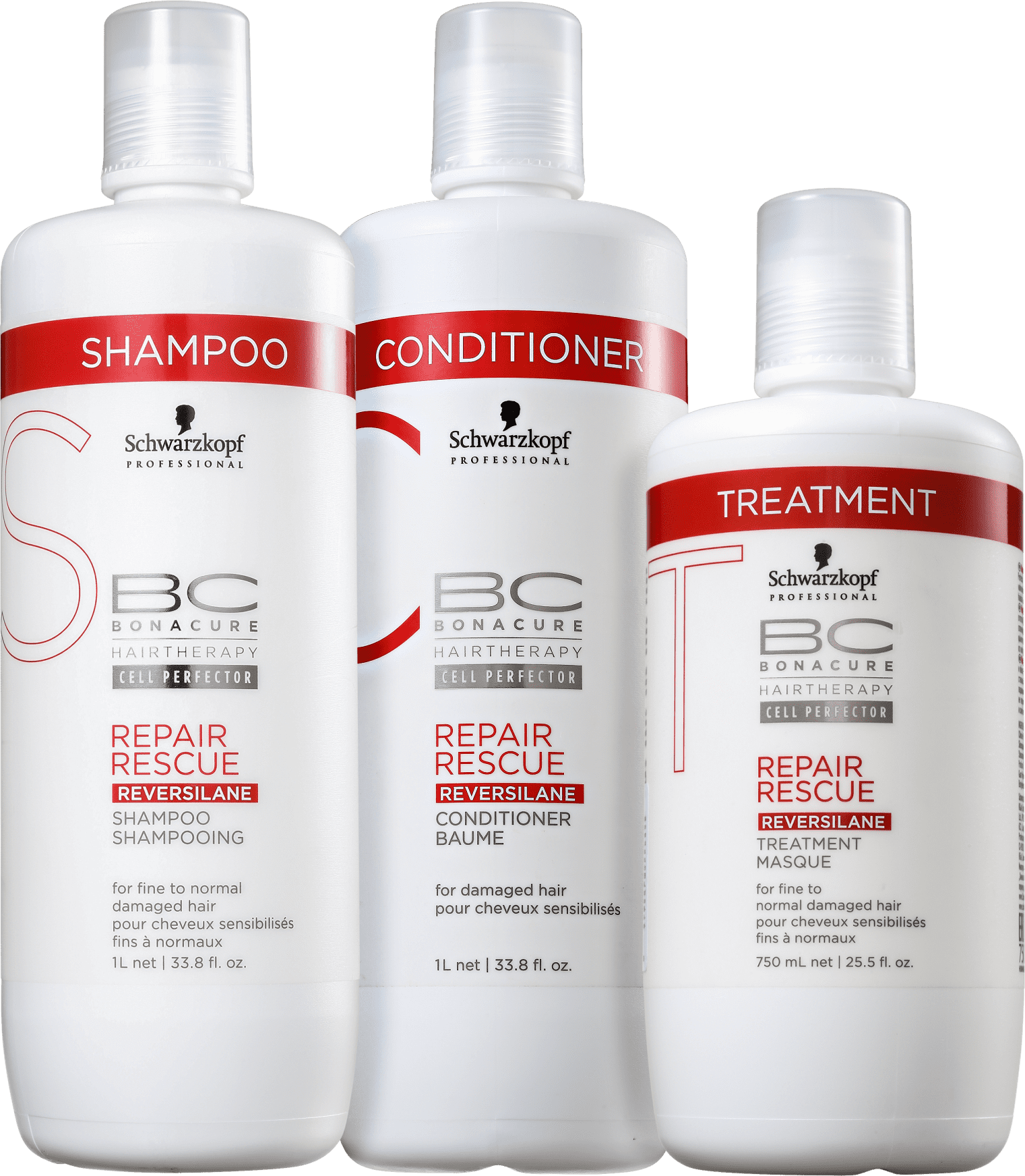 Kit Schwarzkopf Professional BC Bonacure Repair Rescue Reversilane Tratamento Profissional (3 Produtos)