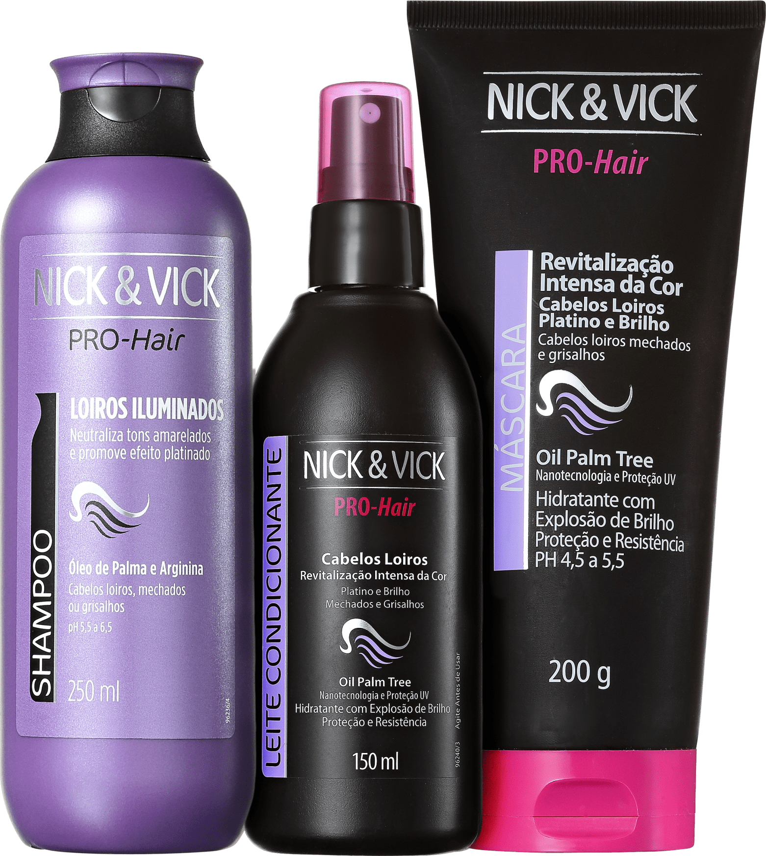 Kit Nick & Vick PRO-Hair Revitalização Intensa Loiro Platinado (3 Produtos)