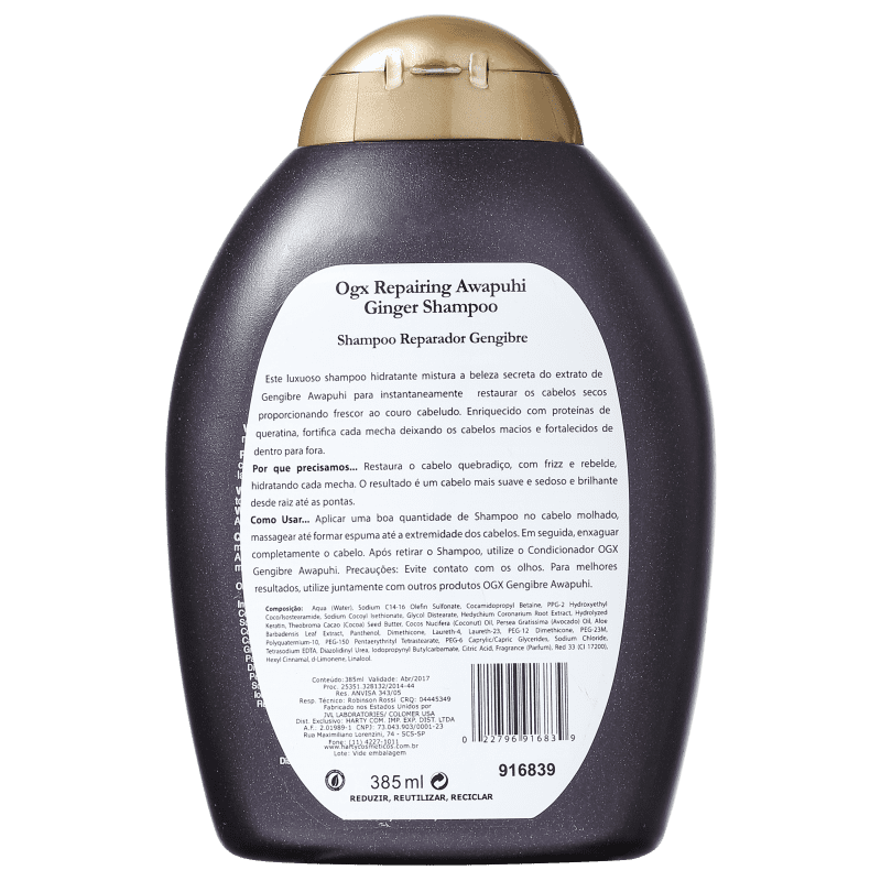 Organix Awapuhi Ginger - Shampoo sem Sulfato 385ml