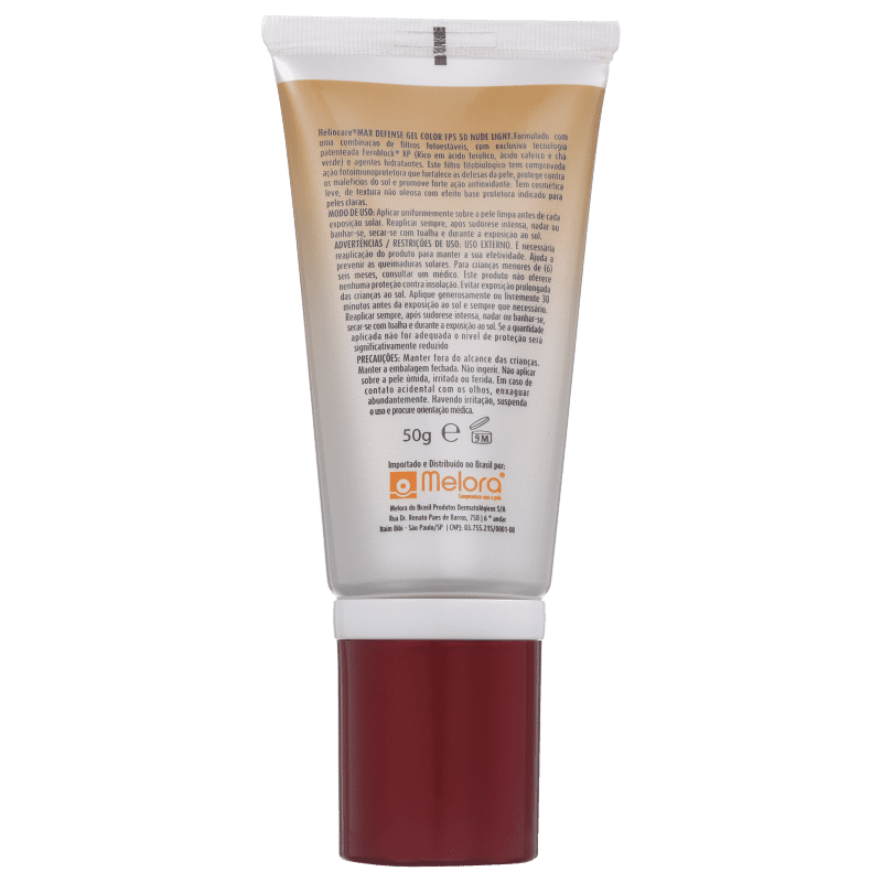 Melora Heliocare Max Defense Gel Color Nude Light FPS 50 - Protetor Solar com Cor 50g