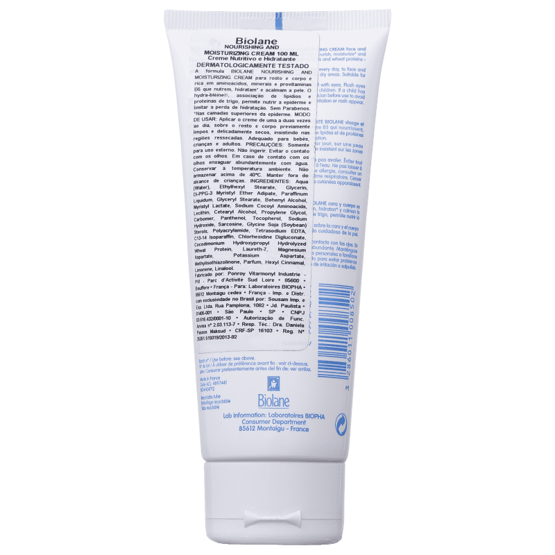 Biolane Crème Nourrissante Et Hydratante - Creme Hidratante 100ml