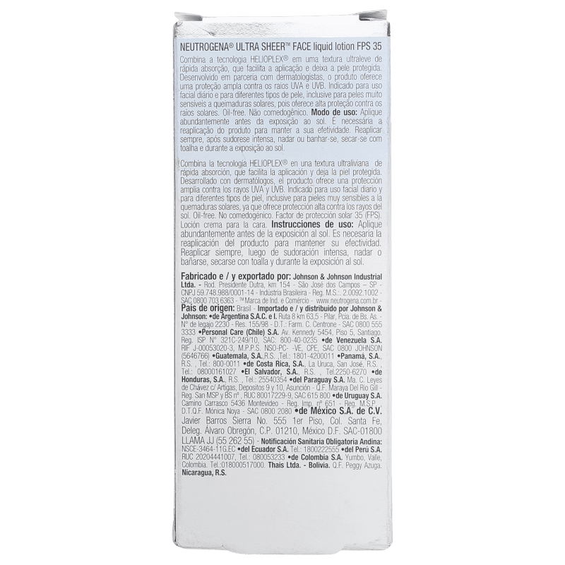 Neutrogena Ultra Sheer Liquid Lotion - Protetor Solar Facial FPS 35 45ml