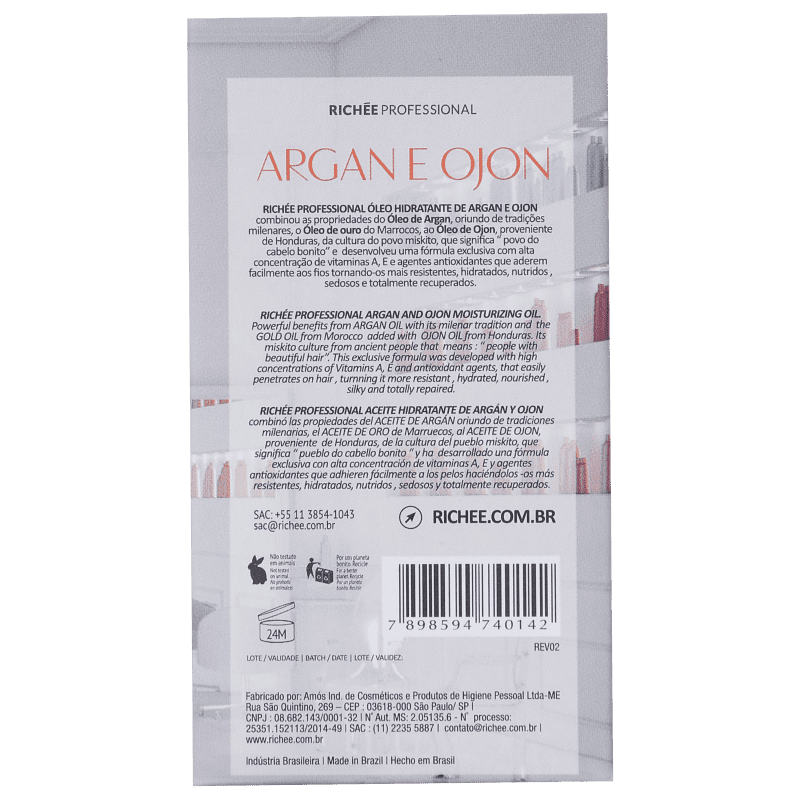 Richée Professional Argan e Ojon - Óleo Capilar 60ml