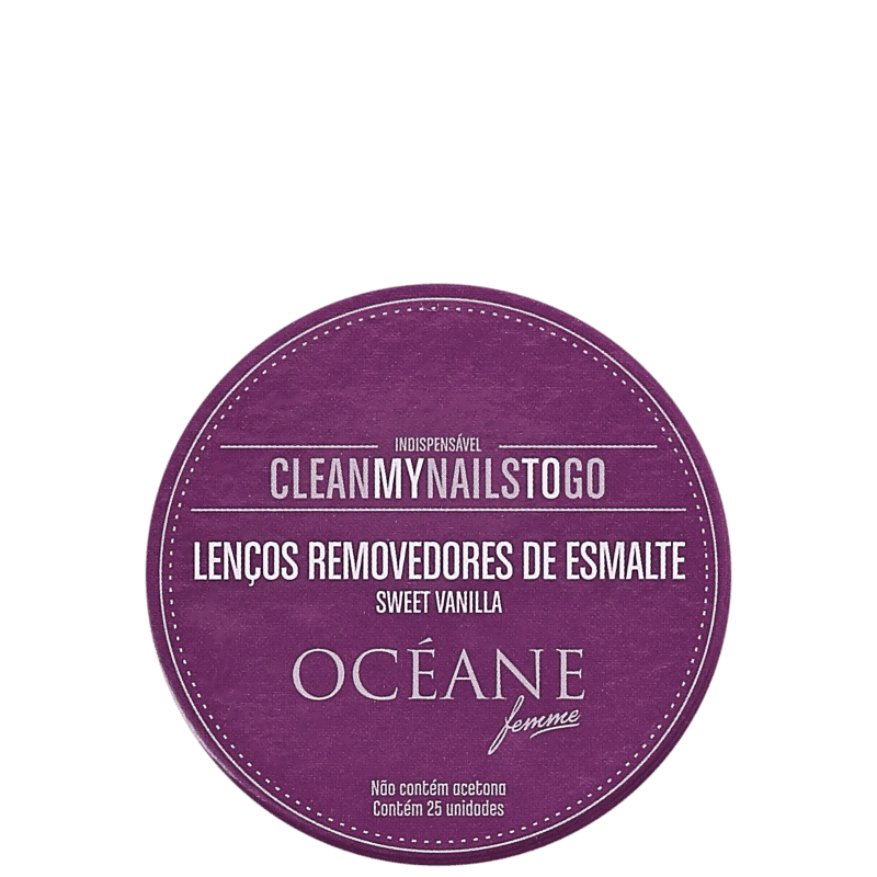 Océane Clean My Nails To Go Sweet Vanilla com Cartela - Lenço Removedor de Esmalte (25 unidades)
