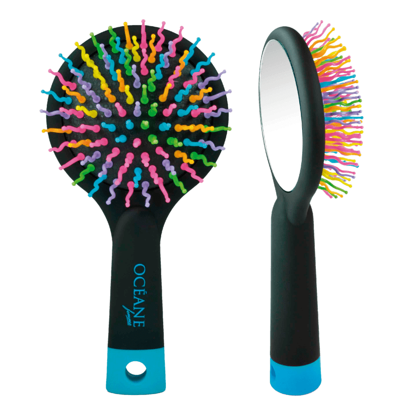 Océane Rainbow Brush Preta - Mini Escova de Cabelo