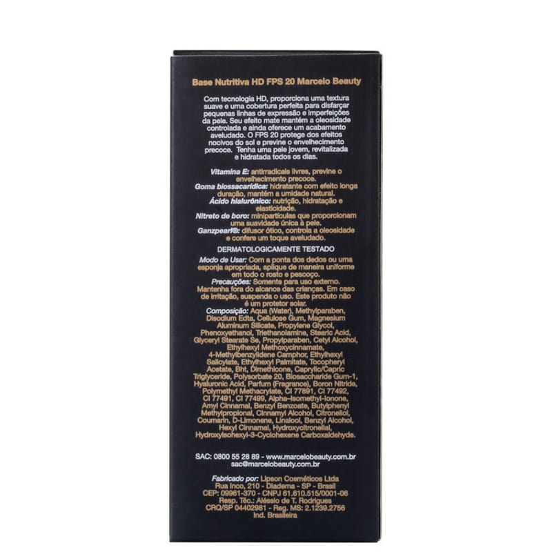Marcelo Beauty Nutritiva HD FPS 20 Bege Natural - Base Líquida 30ml