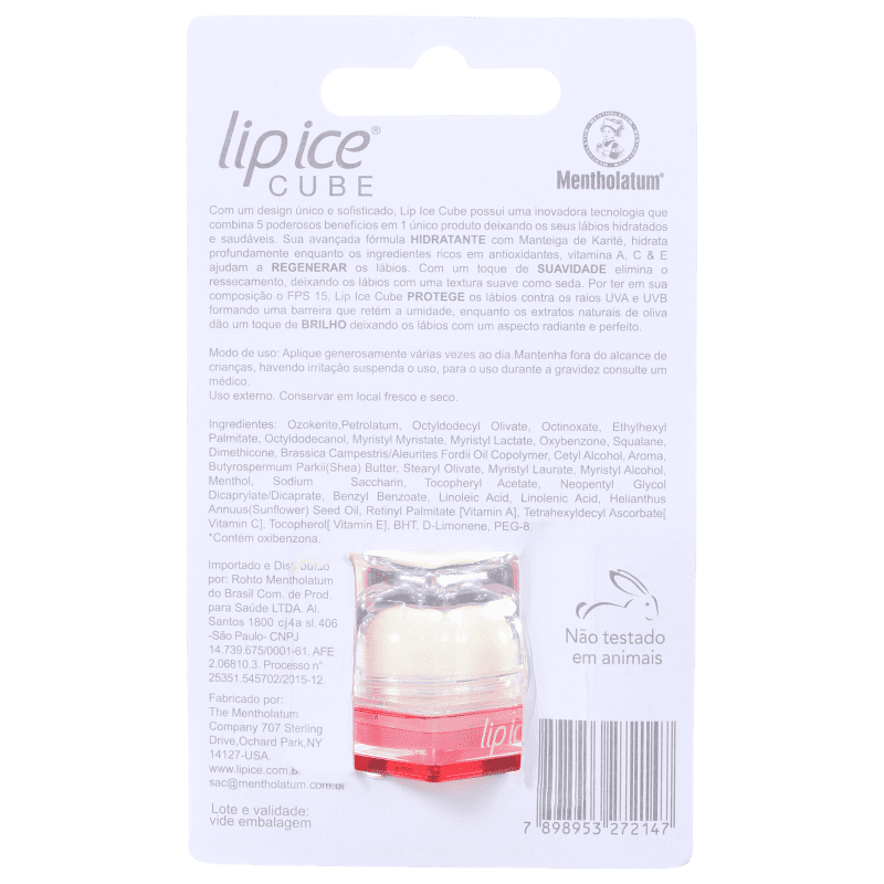 Lip Ice Cube Morango FPS 15 - Protetor Labial 6,5g