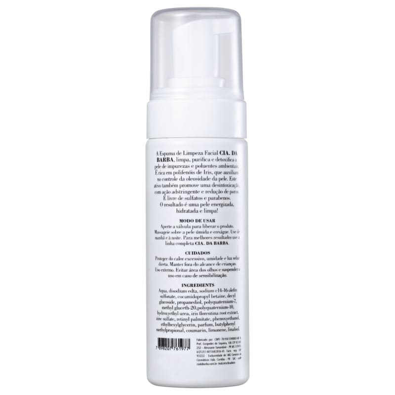 Cia da Barba Purificante Detox - Espuma de Limpeza Facial 150ml