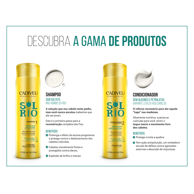 Kit Cadiveu Professional Sol do Rio Recarga de Proteína (3 Produtos)