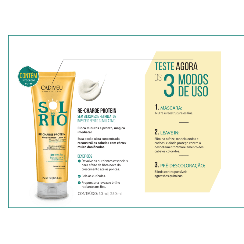 Kit Cadiveu Professional Sol do Rio Recarga de Proteína (3 Produtos)