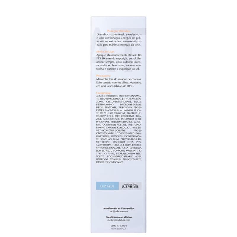 Ada Tina Biosole BB Cream 30 Vaniglia - Protetor Solar com Cor 40ml