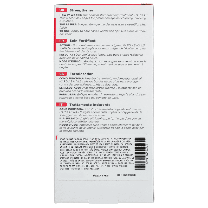 Sally Hansen Hard as Nails - Fortalecedor de Unha 13,3ml