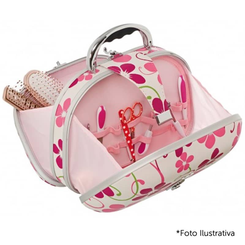 Belliz Eva Média Teen - Maleta Estampa Flores Rosa